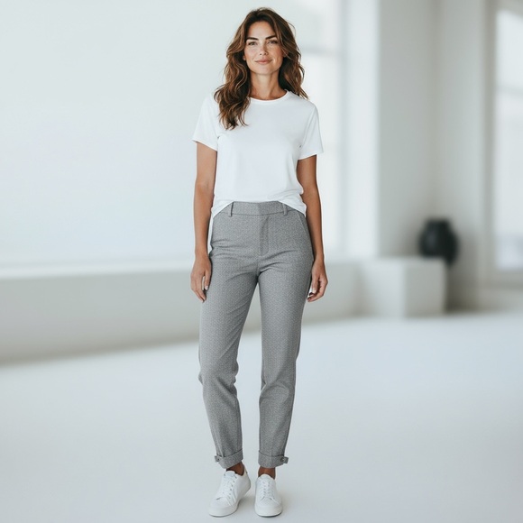 MaxMara Made in Italy Wool Blend Tapered Tuxedo Trousers, Pants, Grey, Wmn’s 10 - Picture 1 of 12